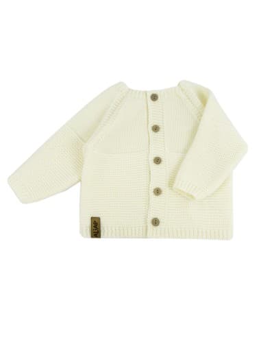 Gilet droit en Laine de Mérinos CrÚme 1 mois Blanc cassé