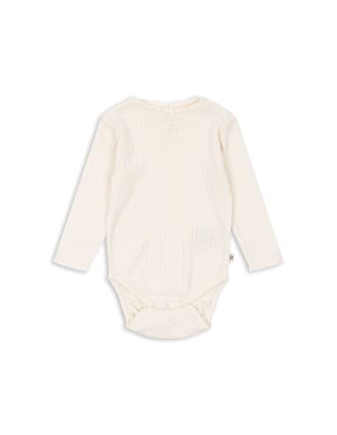Body à manches longues en coton biologique Minnie Ivory Jacquard Beige 12 mois