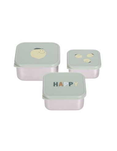 Lot de 3 Boîtes à goûter en Inox Happy Fruit Lemon
