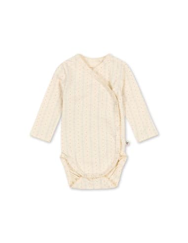 Body croisé à manches longues en coton biologique Fête de Fleur 6 mois Blanc cassé