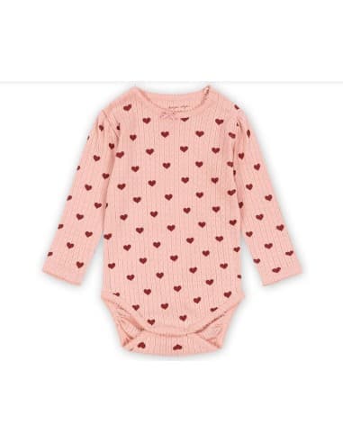 Body à manches Longues en coton biologique Amour Rouge Rose 18 mois