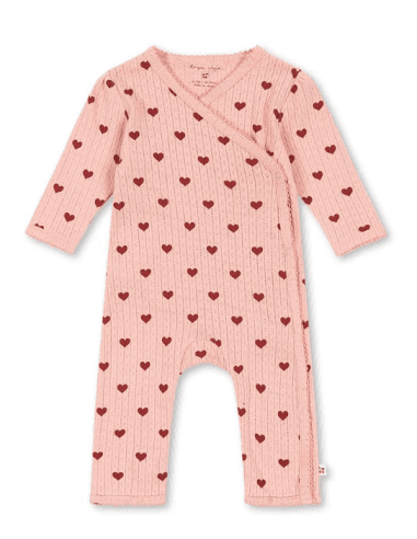 Combinaison Pyjama croisé en coton biologique Amour Rouge 6 mois Rose