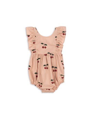 Barboteuse d'été Verbena Ma Grande Cerise en coton bio Rose 0 - 1 mois