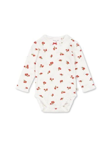 Body manches longues en coton biologique Rose Red Blanc 9 mois