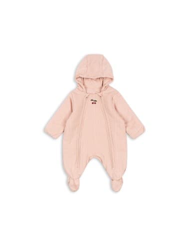 Combinaison molletonnée à capuche en coton biologique Minna Blush 3 mois Rose