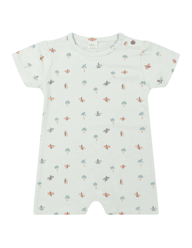 Combishort Barboteuse Maël en Coton Biologique Blanc 18 mois