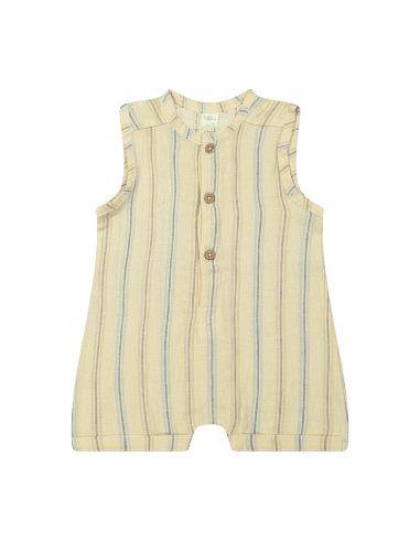 Combishort Barboteuse Eden en Coton Biologique et Lin Crème 18 mois