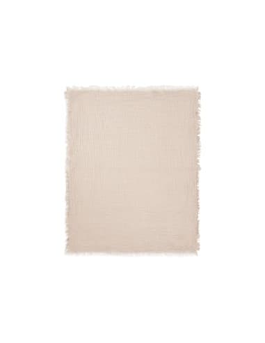 Couverture à franges en Gaze de coton bio Stripe Biscuit 75 x 100 cm Taupe