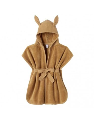 Poncho de bain Lapin en Bambou & Gaze coton Havane Beige 0 - 2 ans