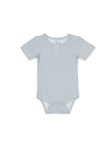 Body à manches Courtes en coton biologique Stripes Blue 6 mois