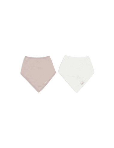 Lot de 2 bavoirs bandana Gaze de Coton écru & rose