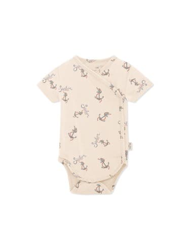 Body croisé à manches courtes en coton biologique Rock My Boat 6 mois Crème