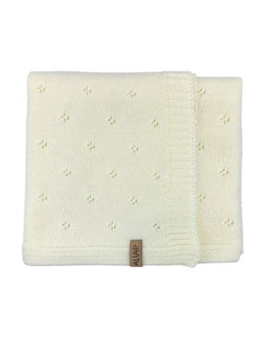 Couverture pour bébé en Laine de Mérinos 75 x 100 cm - CrÚme Pointelle CrÚme