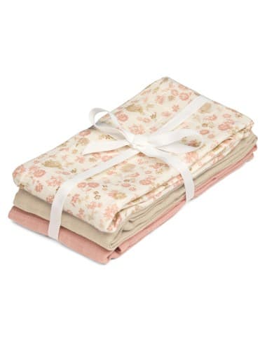 Lot de 3 Langes assortis Augusta, Almond et Blush Rose