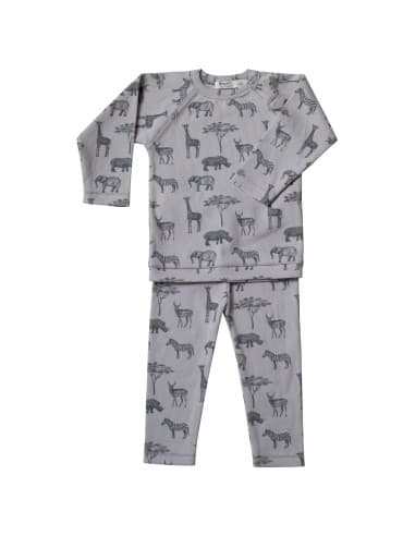 Pyjama 2 pièces en coton biologique Grey Animals 1 - 2 ans