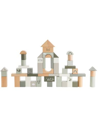 Jeu de Construction Olive - Set de 50 blocs en Bois colorés - LabelLabel