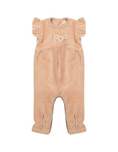 Combinaison Margueritte Velours en Coton Biologique 1 mois Rose pâle