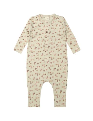Combinaison Pyjama Mauve Flower en Coton Biologique 6 mois Crème