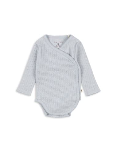 Body croisé à manches longues en coton biologique Jacquard Ciel 3 mois Bleu