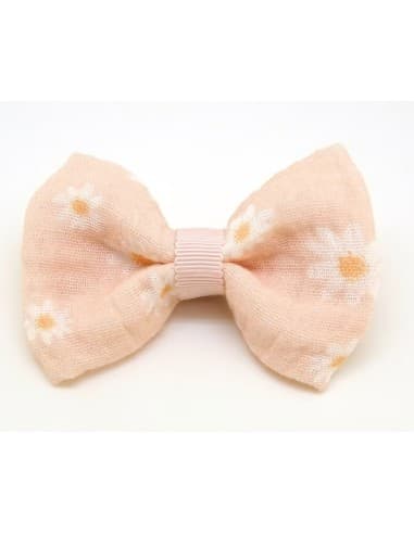 Barrette Gros Nœud Imprimé Marguerite - Royaume des Filles Beige