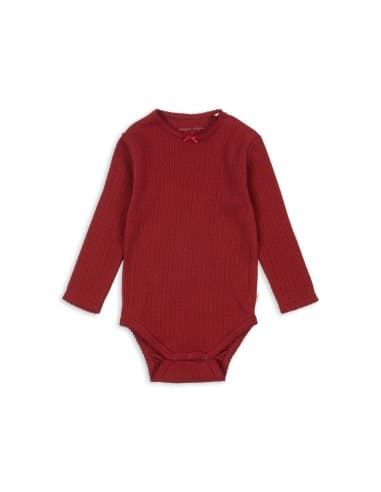 Body Ă manches longues en coton biologique Jacquard Rouge Dahlia Rouge 9 mois