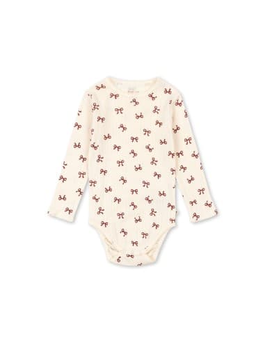 Body à manches longues en coton biologique Jacquard Bow Rouge Rouge 12 mois