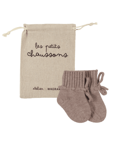 Chaussons tricotés pour bébé en laine de mérinos Gris