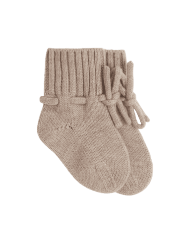 Chaussons tricotés pour bébé en laine de mérinos Beige