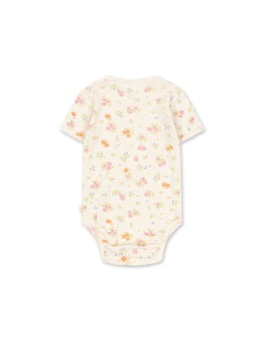 Body à manches courtes en coton biologique Jacquard Nonoka 6 mois Beige