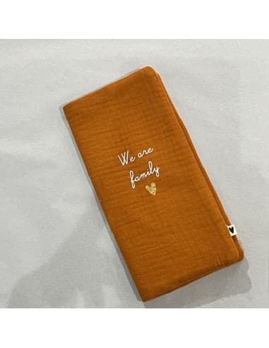 Protège Livret de Famille - Gaze de Coton Rouille - We Are Family