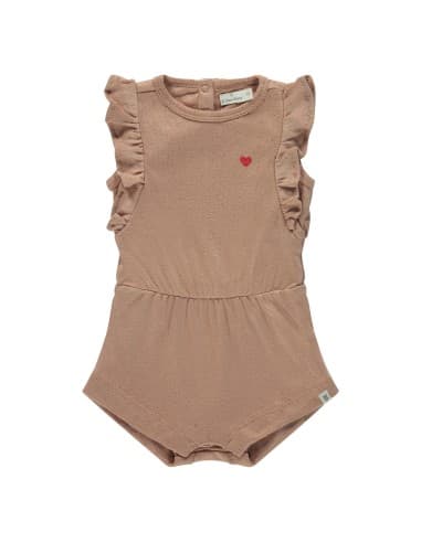 Barboteuse bébé Biscuit Petit cœur en coton bio - A Tiny Story Taupe 9 mois
