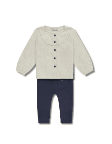 Tenue bébé Babyface – Blouse écrue plumetis & pantalon marine en coton Bleu 2 ans
