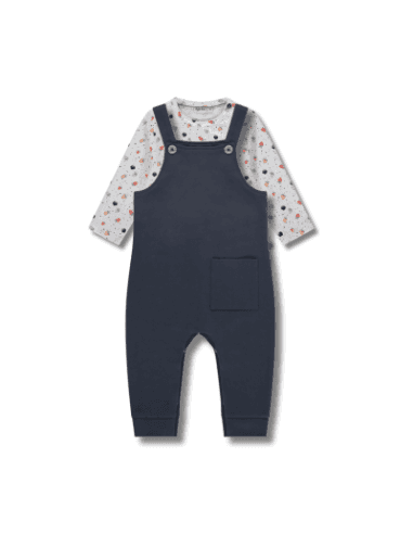 Tenue bébé Babyface – T-shirt Fruits & salopette Marine en coton 12 mois Bleu nuit