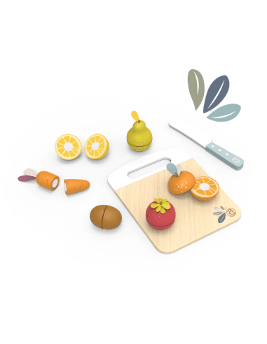 Planche de Fruits et Légumes à Découper en Bois – Jeu d'Imitation - SpeedyMonkey