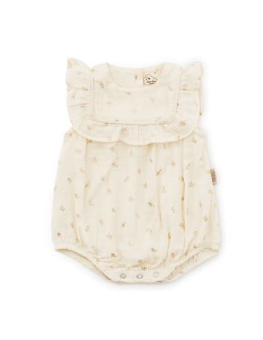 Barboteuse d'été Gold Flower en Gaze de Coton - CamCam 3 mois