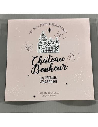 Annonce de grossesse Etiquette Bouteille de Vin - La Famille s'agrandit !