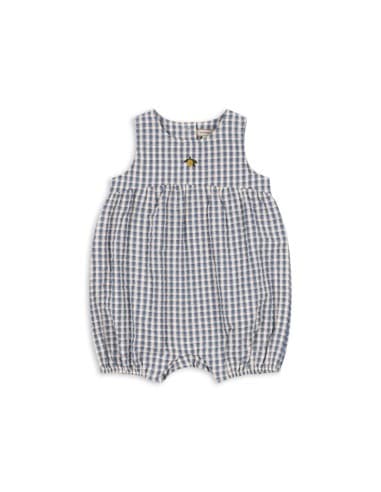 Barboteuse d'été Kim en coton bio Captains Chek Bleu 12 mois