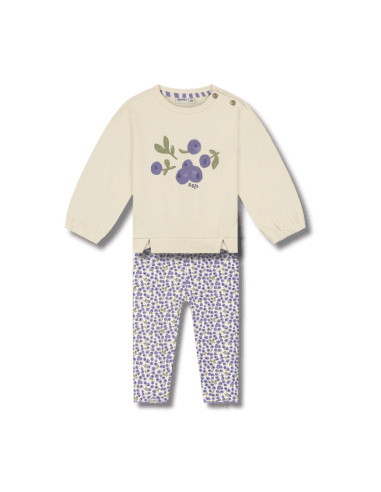 Tenue bébé Babyface – Sweat Myrtilles & pantalon legging en coton 12 mois Mauve