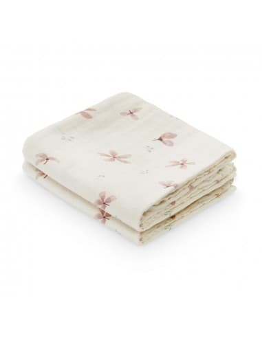 Lange en coton biologique imprimé Fleurs Windflower Crème Blanc cassé
