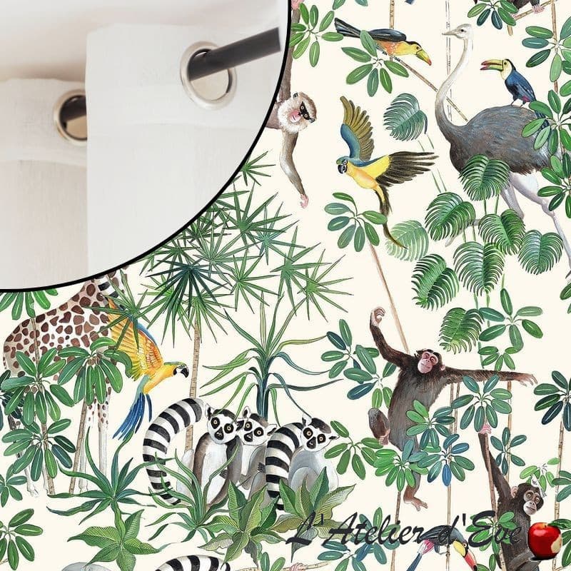 Rideau "La jungle des animaux" Thevenon Fabrication Française