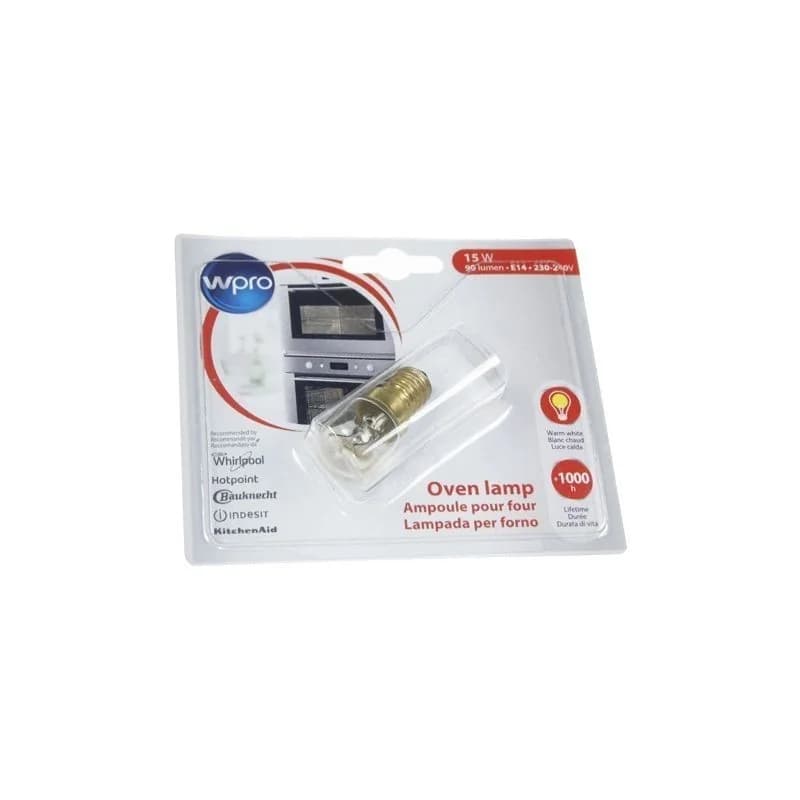 Lampe de four - 15W-230V-E14 / 300°C Whirlpool 484000008843 (Pièce d'origine) Whirlpool