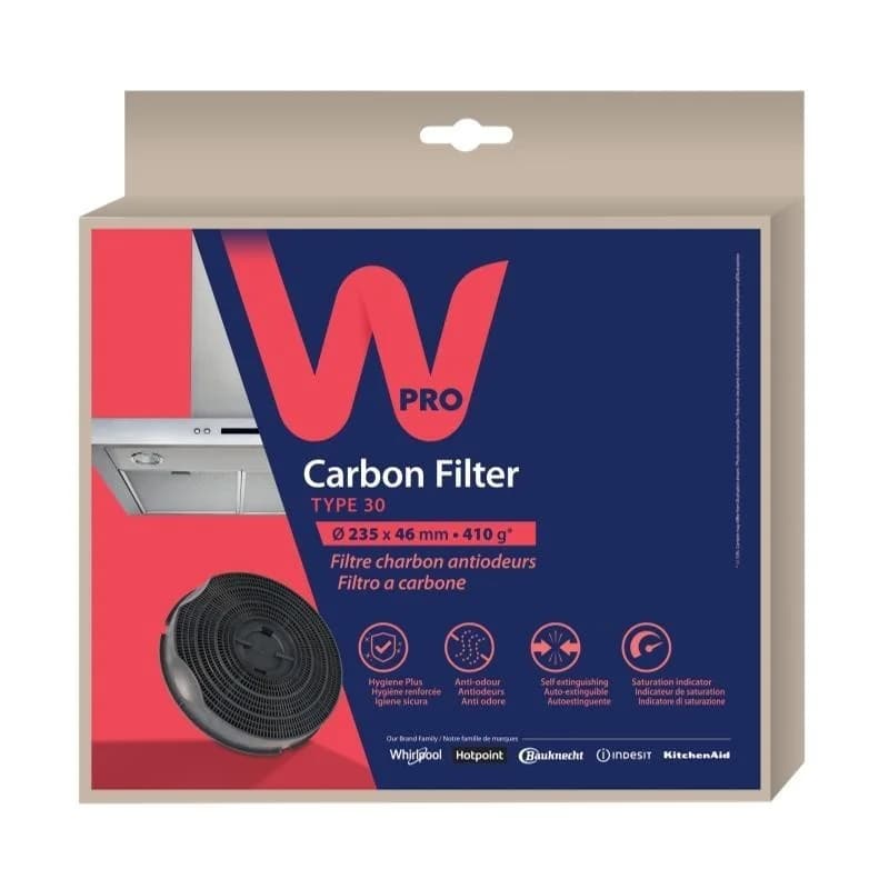 Filtre à charbon actif rond (x1) pour hotte modèle 30 (pièce d'origine) WPRO