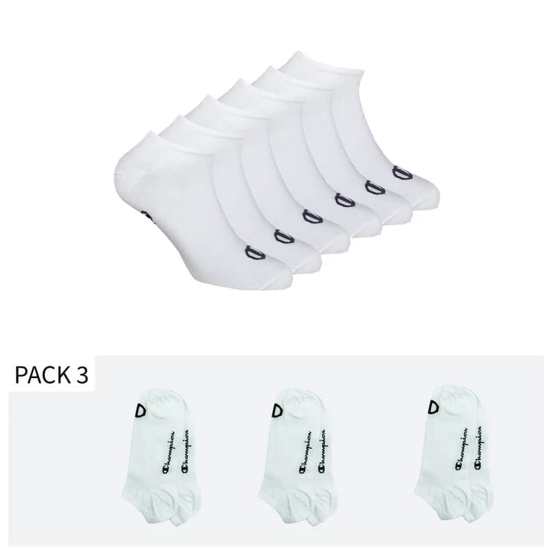 Champion - Lot de 3 Paires de Socquettes Invisibles No Show Blanc 43-46