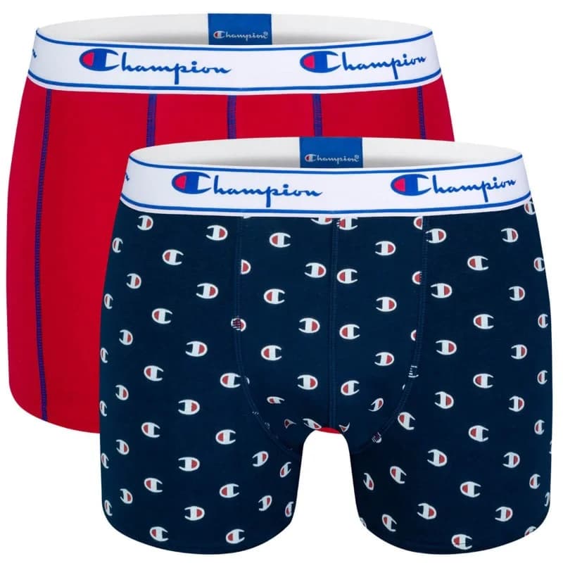Champion - Lot de 2 Boxers Coton Homme S Rouge