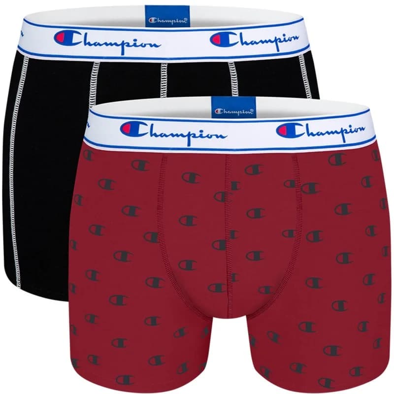 Champion - Lot de 2 Boxers Coton Homme M Bordeaux