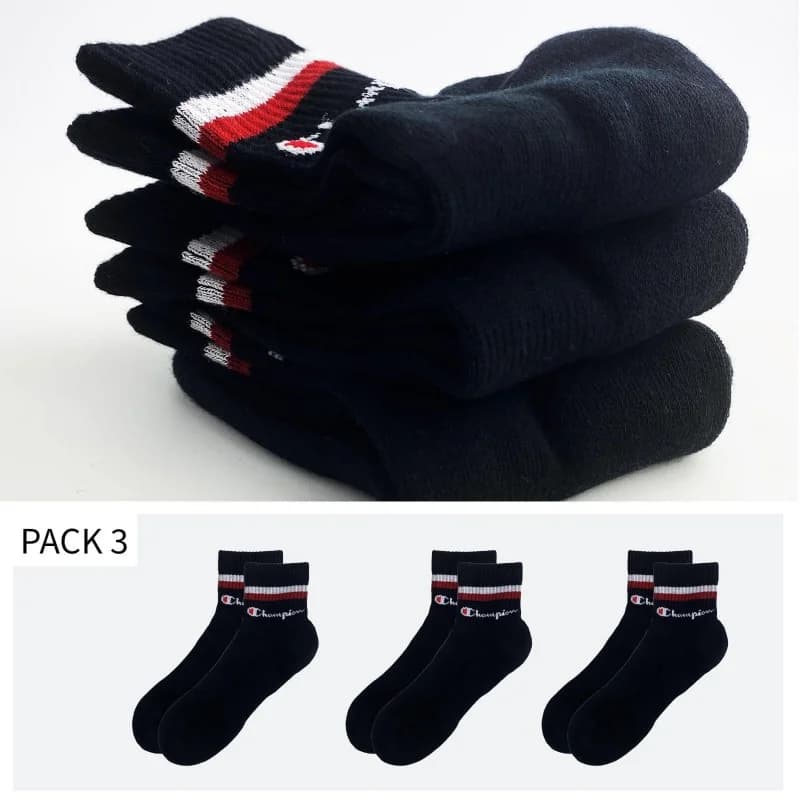 Champion - Chaussettes Tiges Courtes Classic Stripes Lot de 3 Noir 35-38