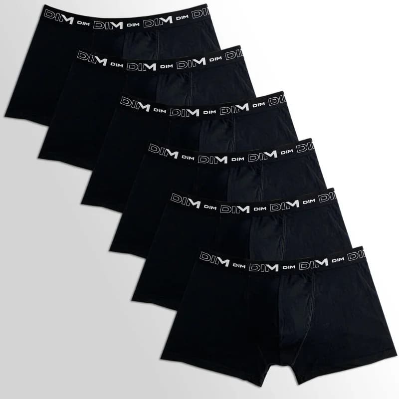 Dim - Lot de 6 Boxers Homme Coton Stretch XXL Noir/Noir/Noir