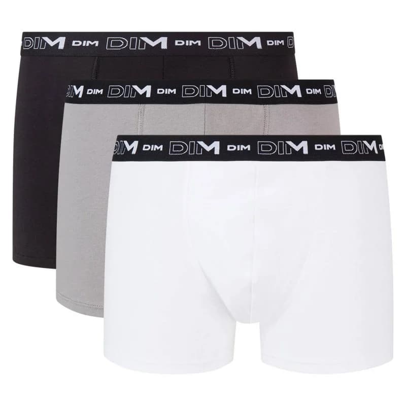 Dim - Lot de 3 Boxers Homme Coton Stretch XXL Noir/ Gris/ Blanc