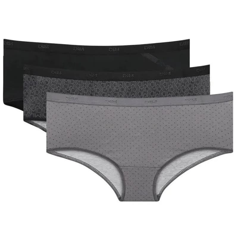 Dim - Lot de 3 Boxers Fantaisie Coton Stretch "Les Pockets de Dim" M DIM Pocket Logo Noir