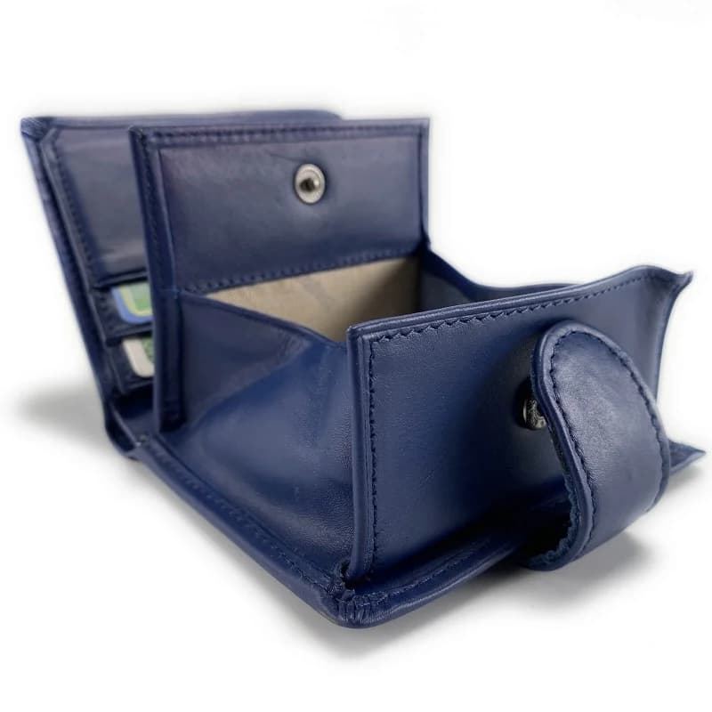 Elephant d'Or - Porte Monnaie Carte et Billet en cuir Bleu